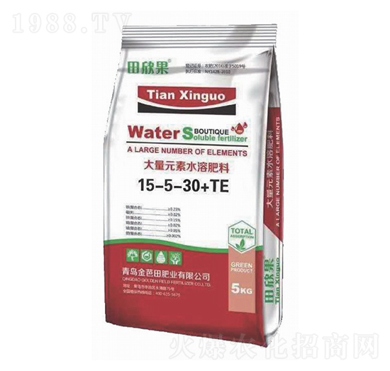 大量元素水溶肥料15-5-30+TE-田欣果-金芭田