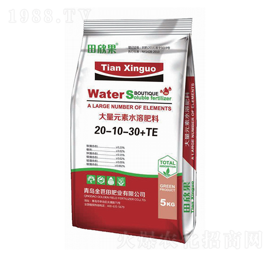 大量元素水溶肥料20-10-30+TE-田欣果-金芭田