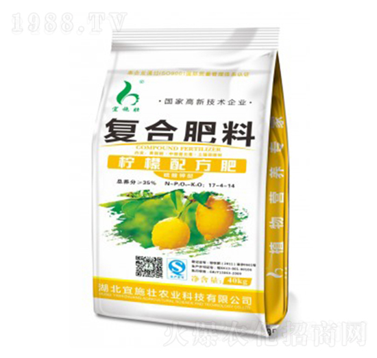 檸檬配方復(fù)合肥料17-4-14-宜施壯