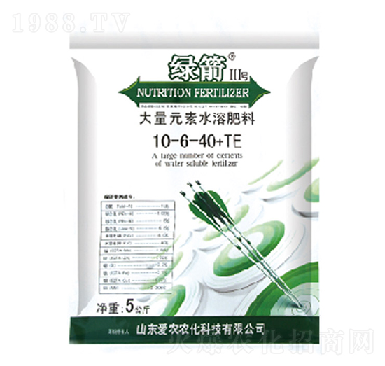 大量元素水溶肥料10-6-40+TE-綠箭-中根生物