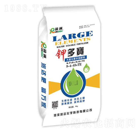 大量元素水溶肥9-4-43+TE-鉀多寶-潤達化學