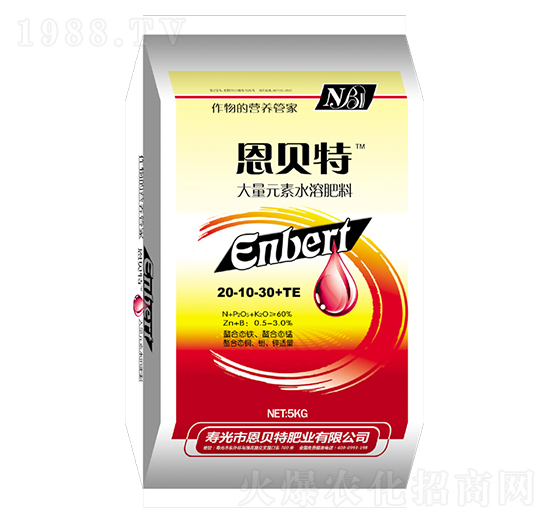大量元素水溶肥料20-10-30+TE-恩貝特
