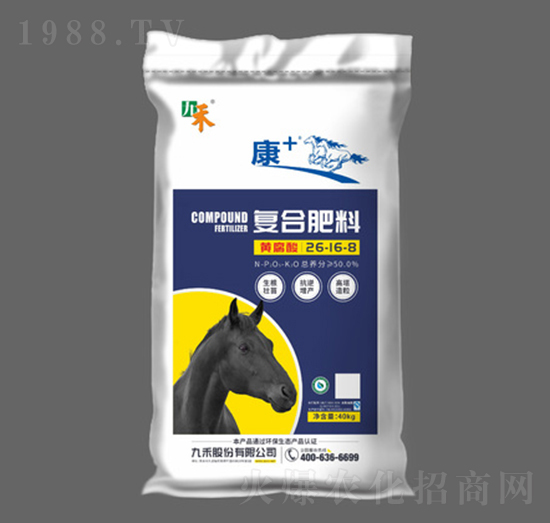 黃腐酸高塔造粒復合肥料26-16-8-康+系列-九禾股份
