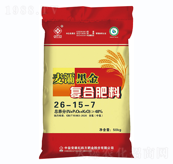 小麥專用腐植酸復(fù)合肥料26-15-7-麥灞黑金-紅四方