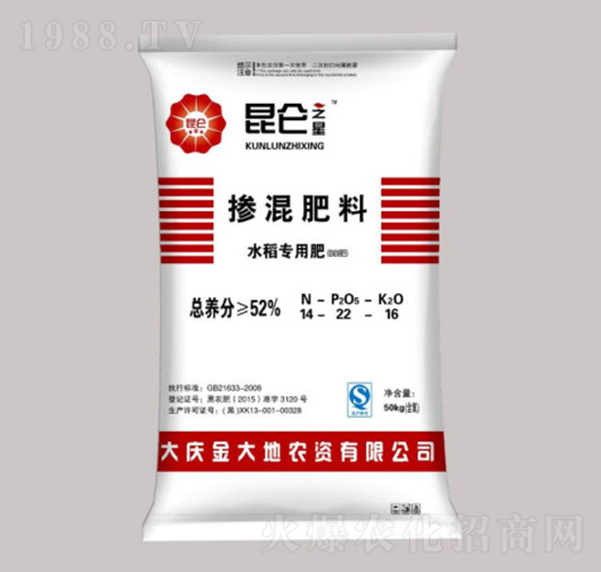 50kg水稻專用摻混肥料（BB肥）14-22-16-昆侖之美-永利肥業(yè)