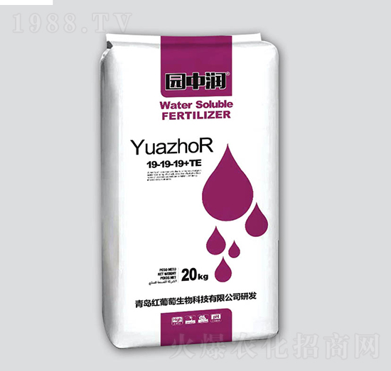 園中潤大量元素水溶肥料19-19-19+TE-紅葡萄