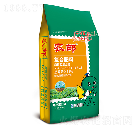 40kg農(nóng)郵腐植酸復(fù)合肥17-17-17-農(nóng)大生態(tài)