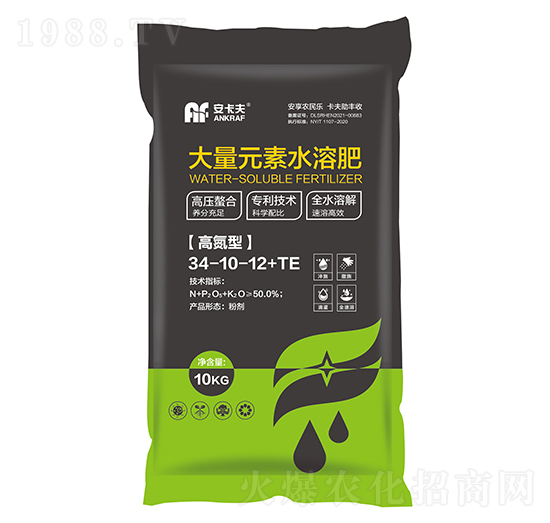 高氮型大量元素水溶肥料34-10-12+TE-安卡夫