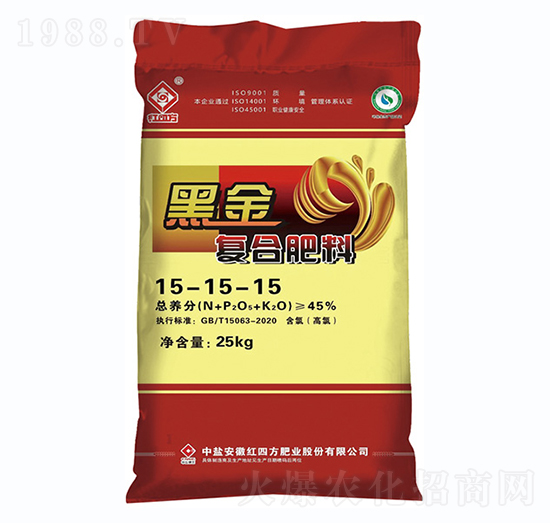 小麥專用腐植酸復(fù)合肥料15-15-15-黑金-紅四方