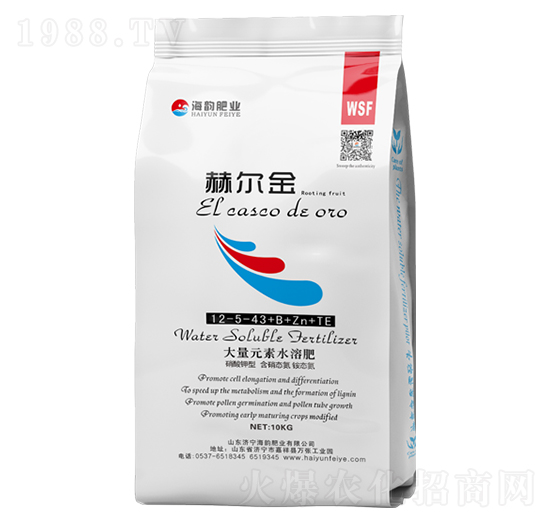 高鉀型大量元素水溶肥料12-5-43+B+Zn+TE-赫爾金-海韻生物