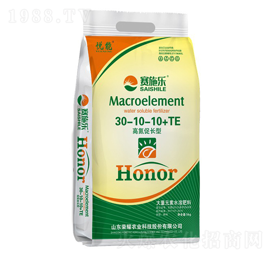高氮促長(zhǎng)型大量元素水溶肥30-10-10+TE-悅能-榮耀農(nóng)業(yè)